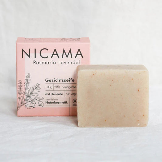 Gesichtsseife Rosmarin–Lavendel mit Heilerde & Wildrosenöl Seife Nicama
