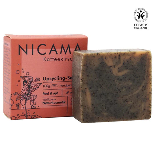 NICAMA Upcycling-Seife Kaffeekirsche | Handgemachte Naturkosmetik mit Peeling