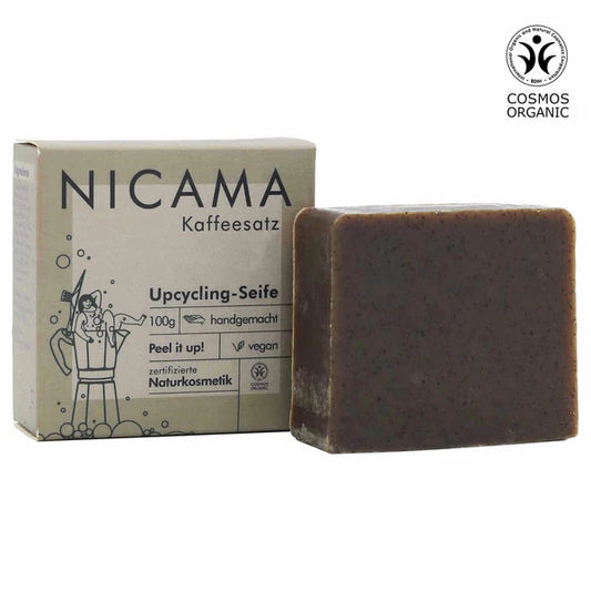 NICAMA Upcycling-Seife Kaffeesatz | Handgemachte Naturkosmetik mit Peeling