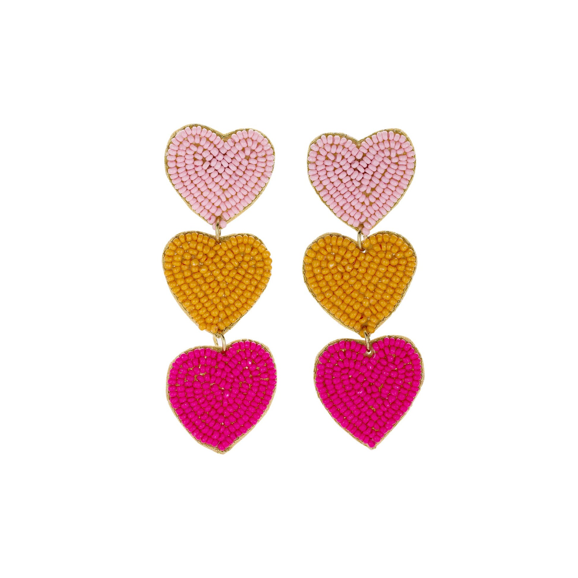 Ohrringe „Triple Hearts“ – Liebe in Farbe & Statement Ohrringe Das Zierwerk