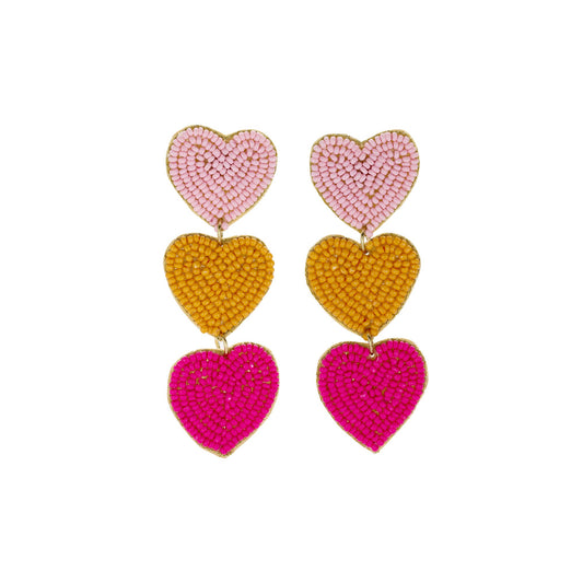 Ohrringe „Triple Hearts“ – Liebe in Farbe & Statement Ohrringe Das Zierwerk