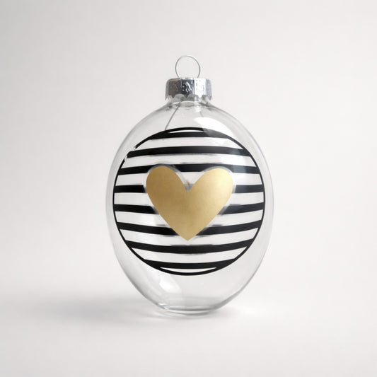 Glasei mit Herz und Streifen – moderner Osteranhänger aus Glas Deko Das Zierwerk