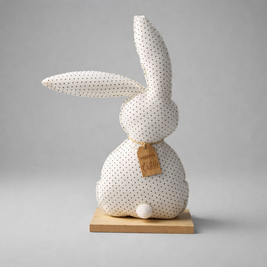 Stoffhase im Punkte-Design – 40 cm, mit Holzfuß Deko Das Zierwerk