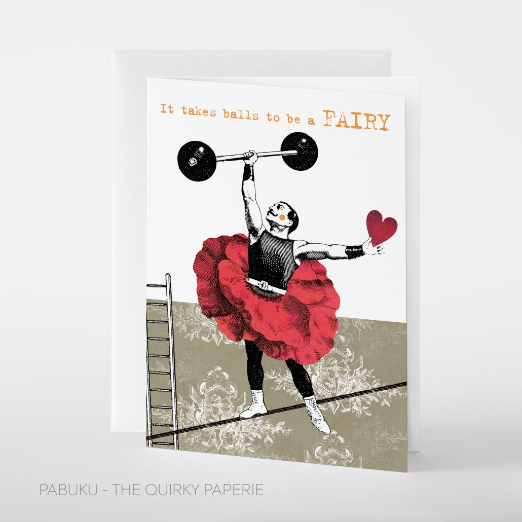 Klappkarte „It takes balls to be a FAIRY“ – PABUKU Karte Pabuku