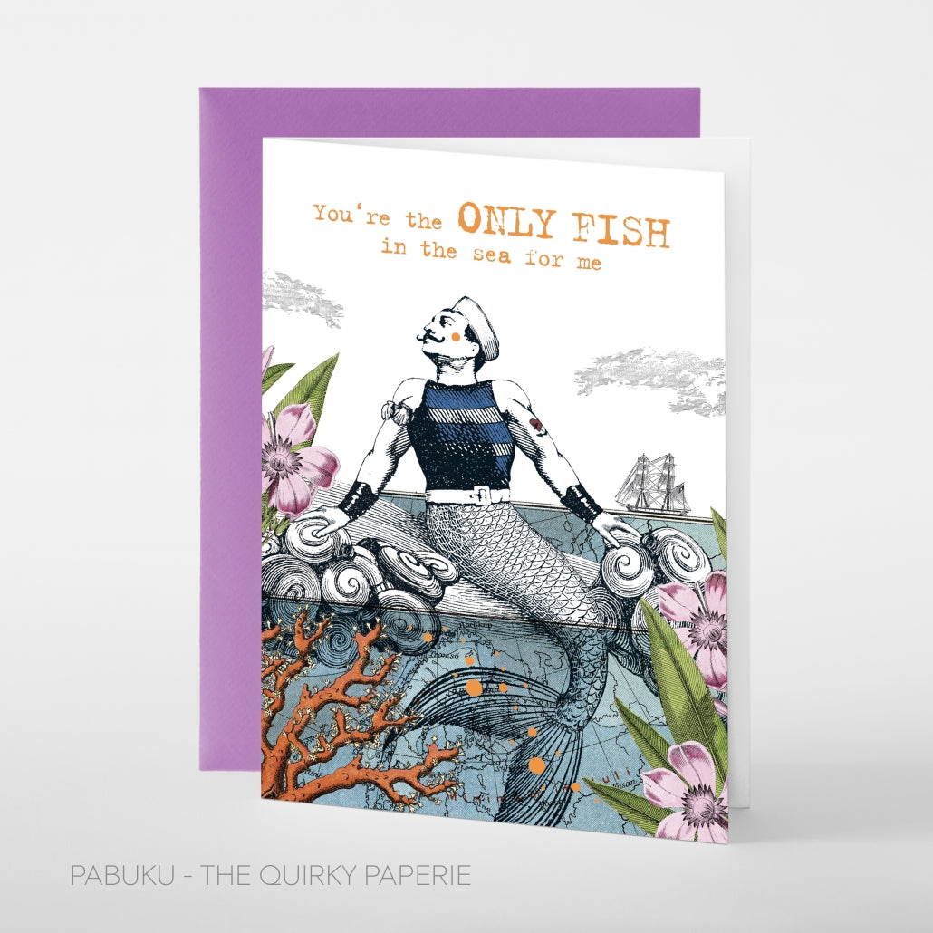Klappkarte „You're the ONLY FISH in the sea for me“ – Romantische Grußkarte