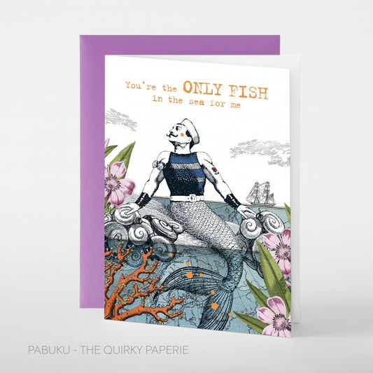 Klappkarte „You're the ONLY FISH in the sea for me“ – Romantische Grußkarte Karte Pabuku