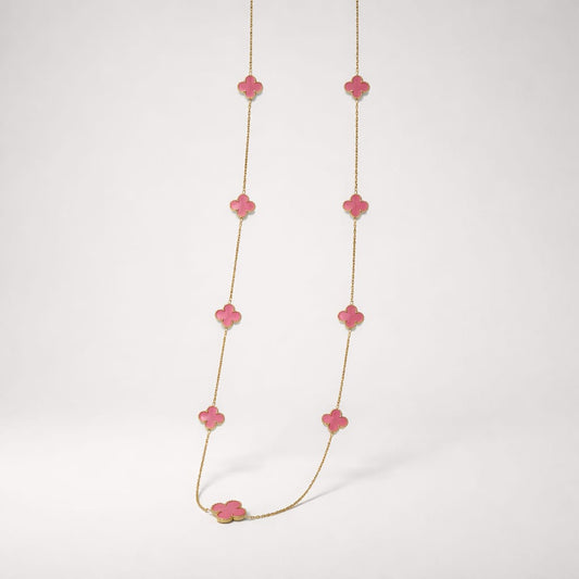 Lange Kette „Blossom Dreams“ – zarte Blüten in Rosé Halskette Das Zierwerk