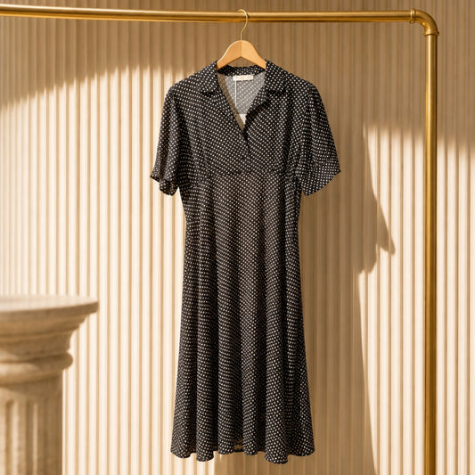 Gepunktetes Midikleid – Polka-Dot, 100 % Viskose | V. Milano