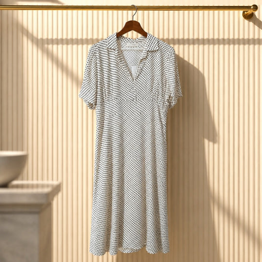 Gepunktetes Midikleid – Polka-Dot, 100 % Viskose | V. Milano