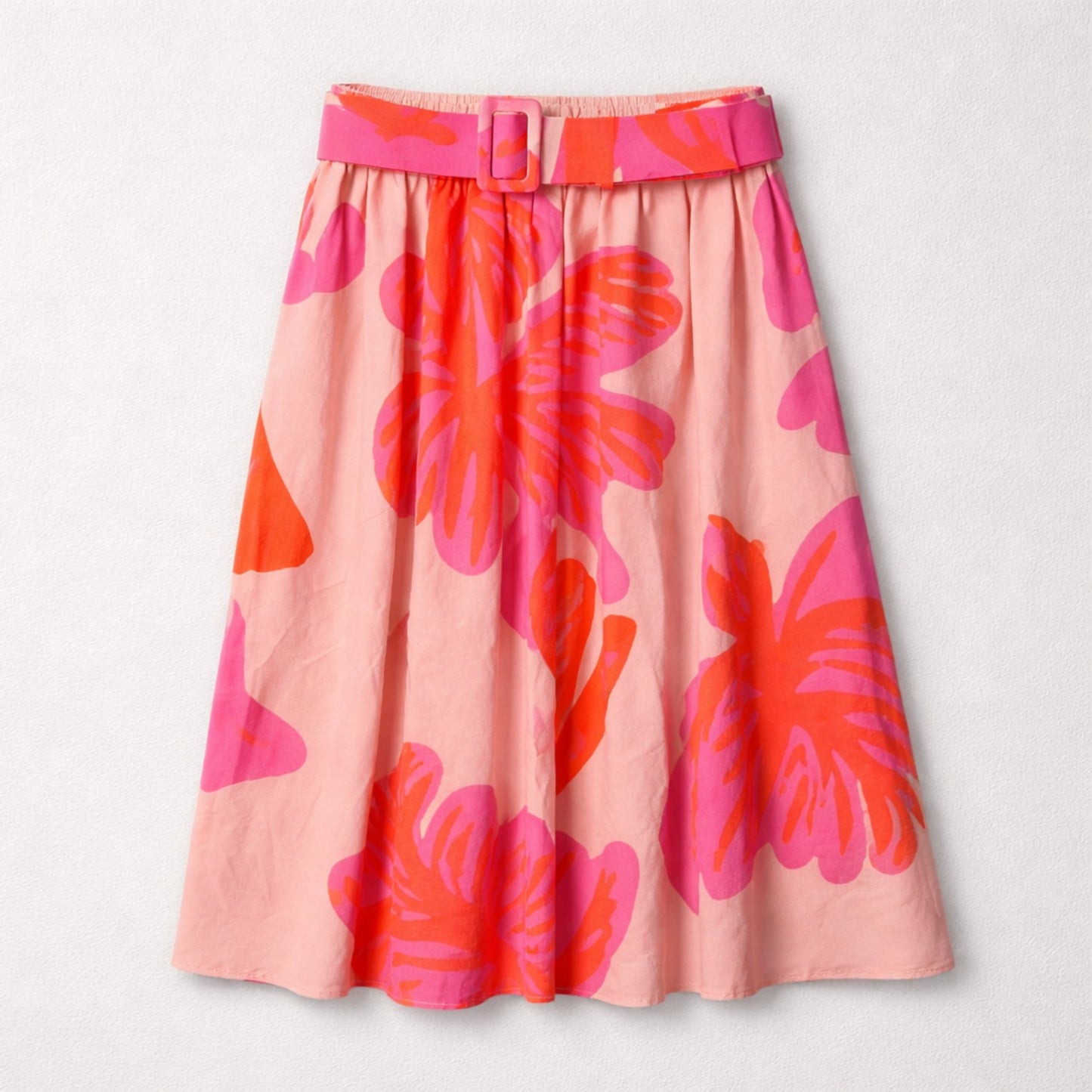 Midirock mit floralem Print – Baumwollrock in Rosa & Pink Rock Das Zierwerk