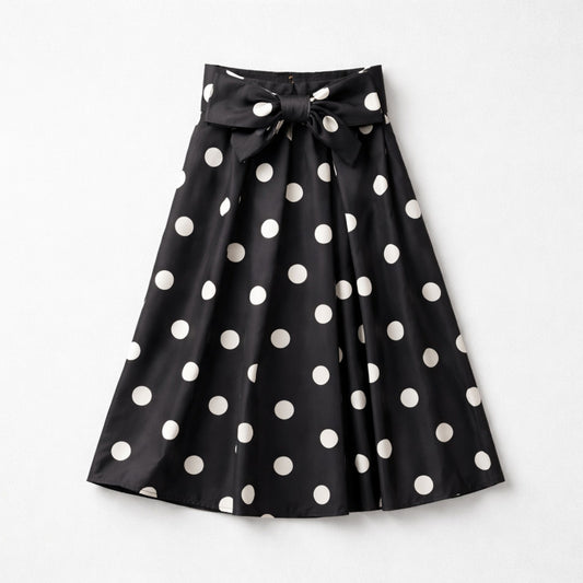 Polka Dot Rock in Schwarz-Weiß – zeitlose Eleganz mit Statement-Schleife Rock Das Zierwerk