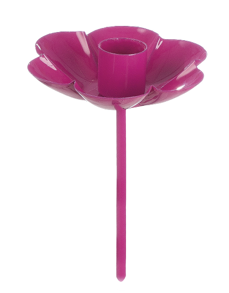 Blüten-Stecker mit Kerzenhalter Pink | Gartendeko & Outdoor-Accessoire
