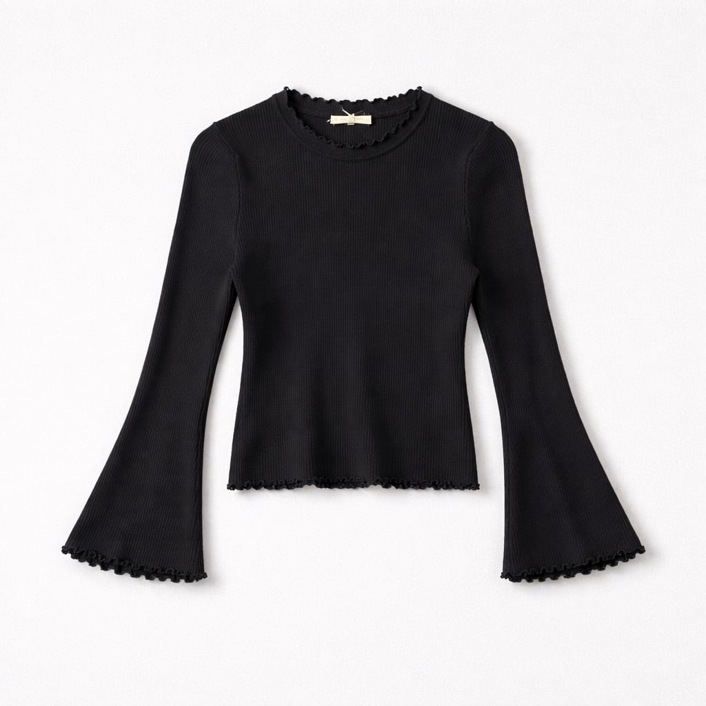 Rippstrick-Top mit feinen Volants – schlicht, feminin, besonders Shirt Das Zierwerk