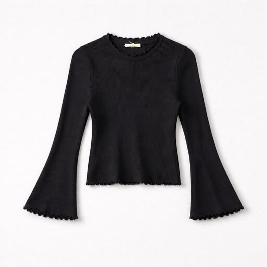 Rippstrick-Top mit feinen Volants – schlicht, feminin, besonders Shirt Das Zierwerk