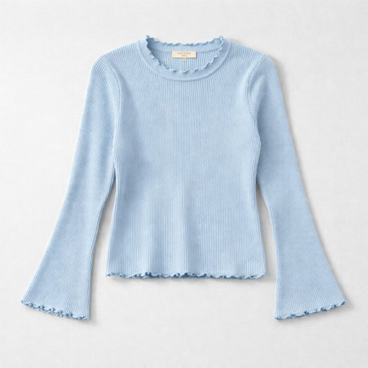 Rippstrick-Top mit feinen Volants – schlicht, feminin, besonders Shirt Das Zierwerk