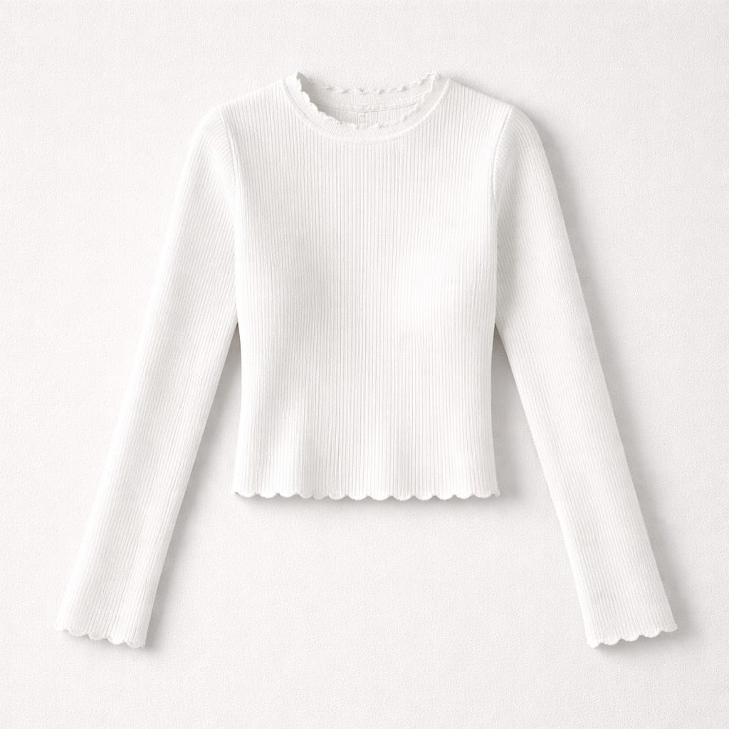 Rippstrick-Top mit feinen Volants – schlicht, feminin, besonders Shirt Das Zierwerk