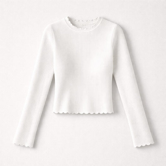 Rippstrick-Top mit feinen Volants – schlicht, feminin, besonders Shirt Das Zierwerk