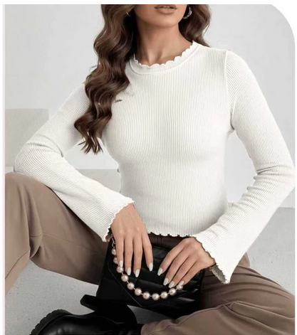 Rippstrick-Top mit feinen Volants – schlicht, feminin, besonders Shirt Das Zierwerk