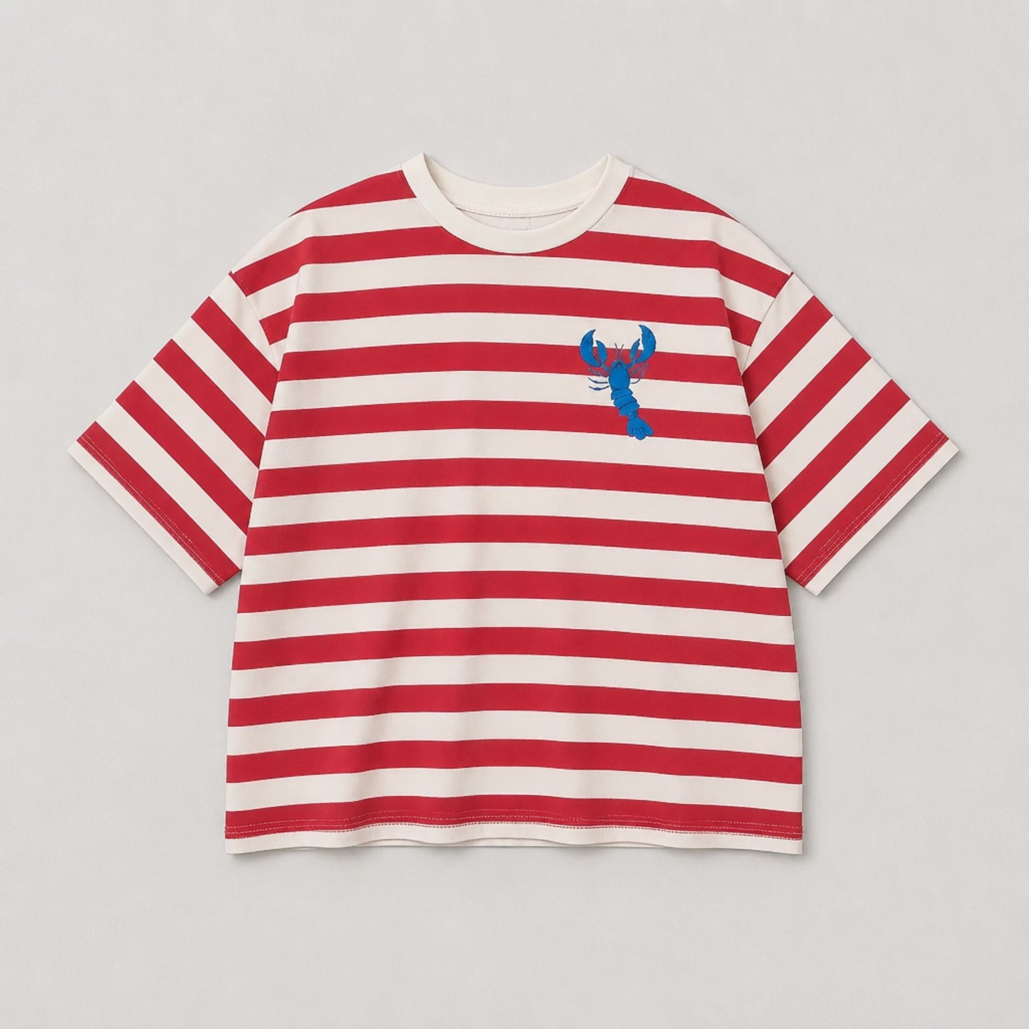 Gestreiftes Damen-Shirt mit Hummer-Motiv – Made in Italy