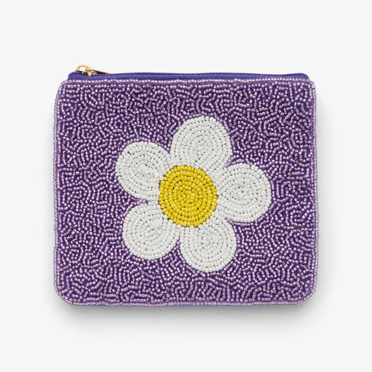 Coin Purse „Daisy“ – kleine Perlenbörse mit Blütenmotiv Clutch Das Zierwerk
