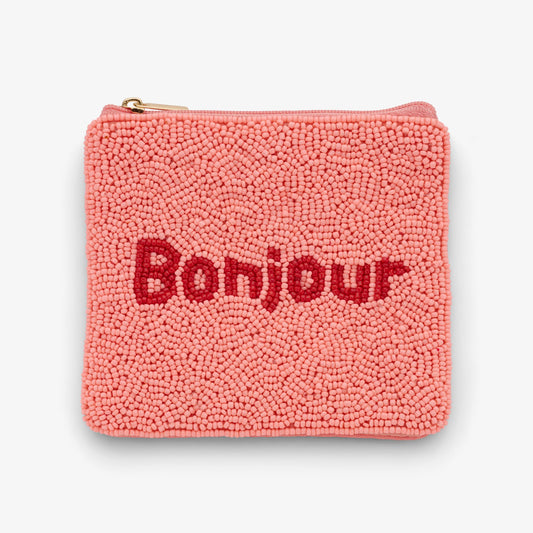 Coin Purse „Bonjour“ – kleine Perlenbörse mit Statement Clutch Das Zierwerk