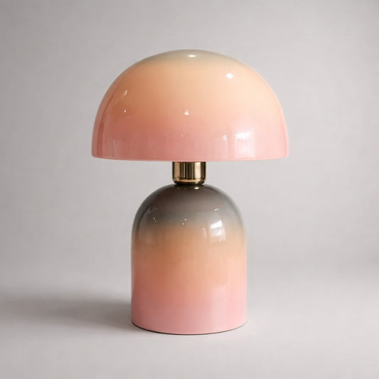 Tischlampe in Rosé & Creme – moderne Designlampe aus Emaille und Eisen Lampe Das Zierwerk