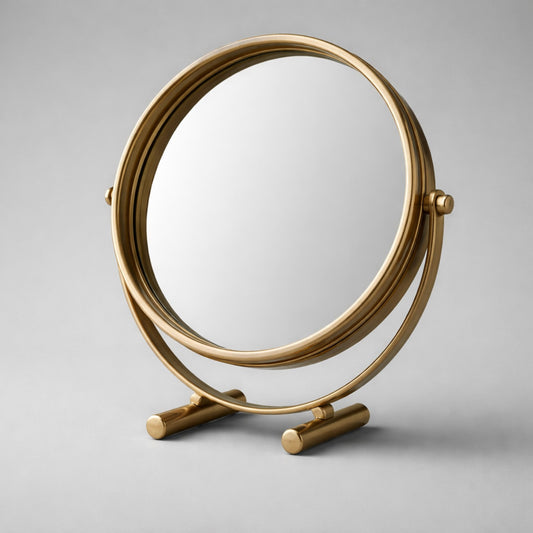 Runder Tischspiegel in Gold – eleganter Kosmetikspiegel mit modernem Design Spiegel Das Zierwerk