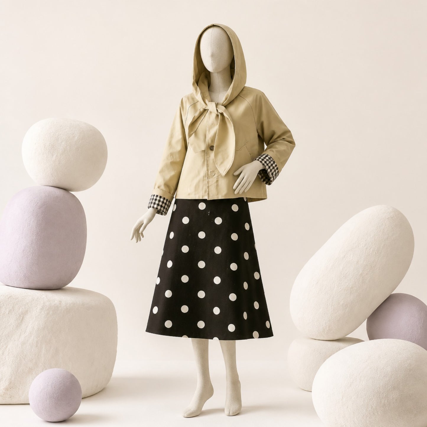 Kurze Damenjacke in Beige mit abnehmbarer Kapuze Jacke Musy Muse