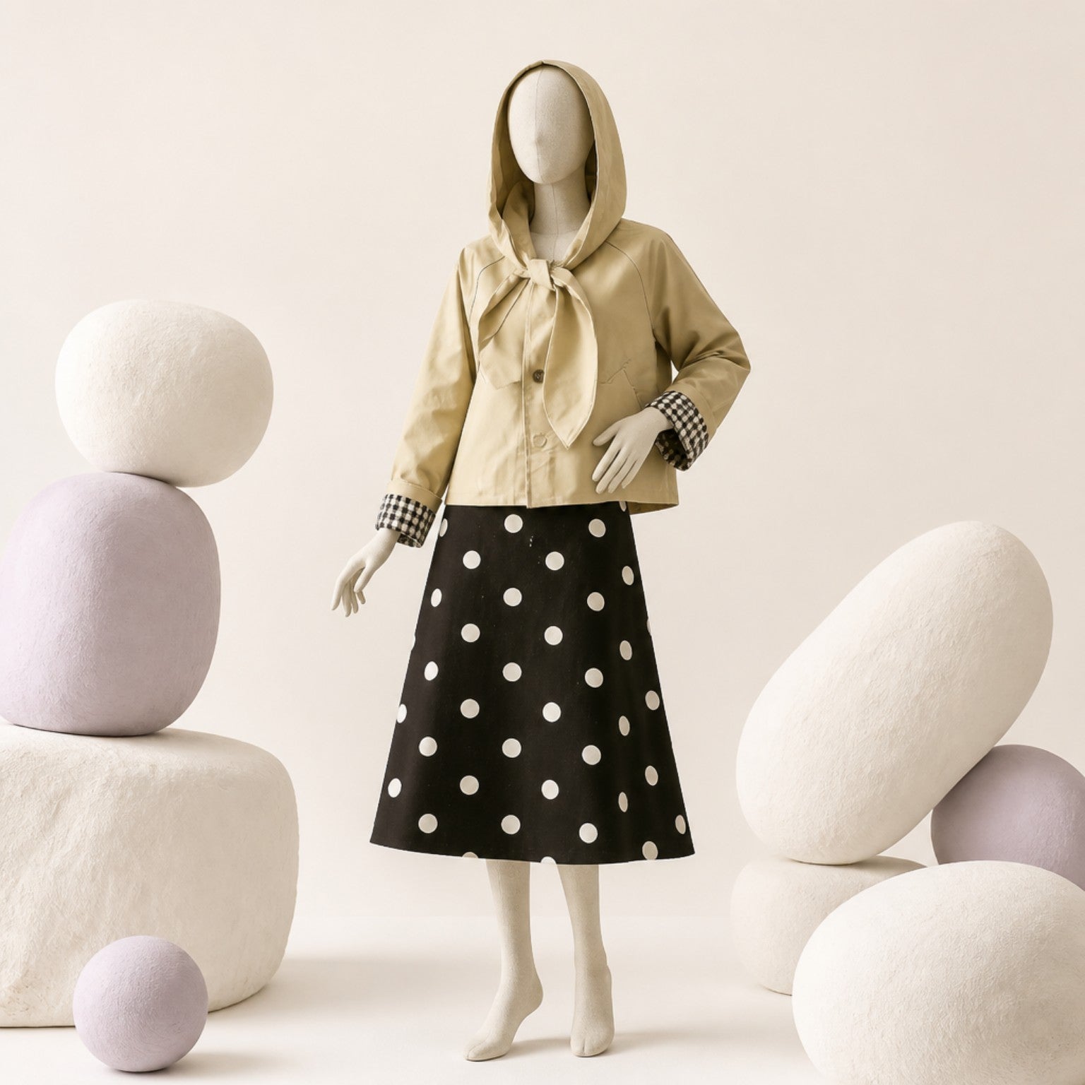 Kurze Damenjacke in Beige mit abnehmbarer Kapuze Jacke Musy Muse