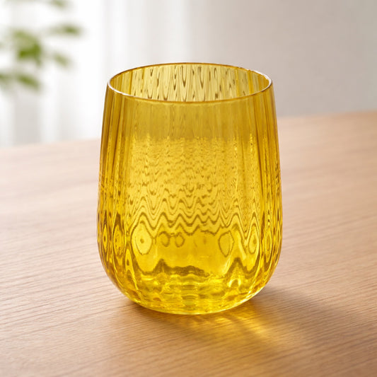 Trinkglas in Sonnengelb – strukturiert & mediterran Trinkglas Das Zierwerk