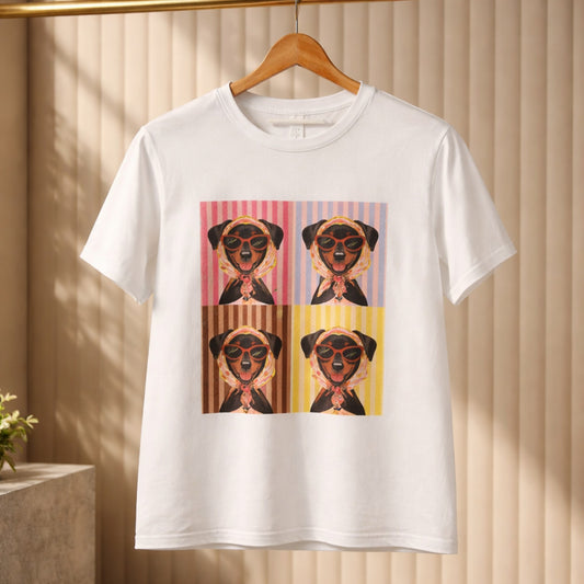 Statement T-Shirt mit stylischem Hund – Pop-Art trifft Fashion Shirt Das Zierwerk