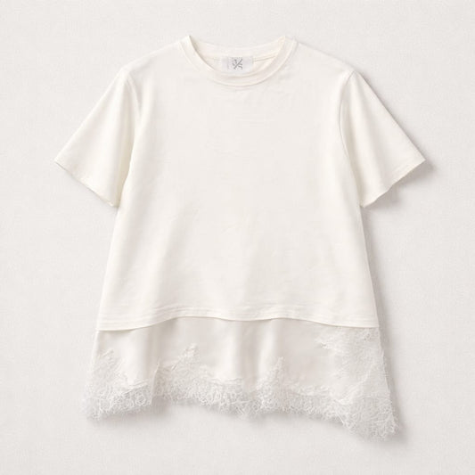 Shirt mit Spitzenabschluss – schlicht, aber besonders (M/L) Shirt Das Zierwerk