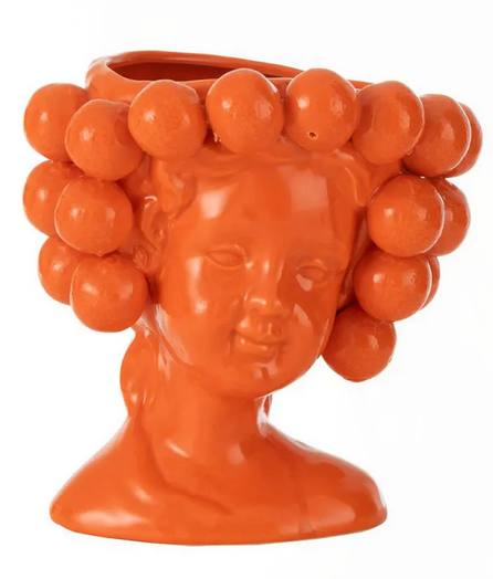 Keramik-Übertopf „Orangen Mädchen“ – Extravagantes Designstück in kräftigem Orange