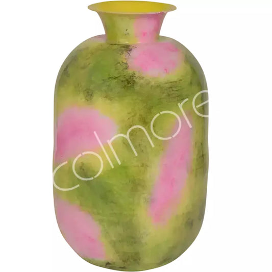 Handbemalte Design-Vase in Grün & Pink