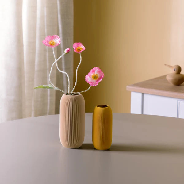 Minimalistische Vase aus 3D-Druck – Beige