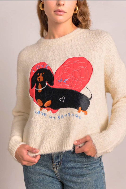 Pullover „Love My Sausage“ – Dackel-Liebe in Strickform