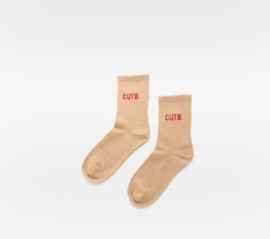 Statement-Socken – CUTIE in Beige