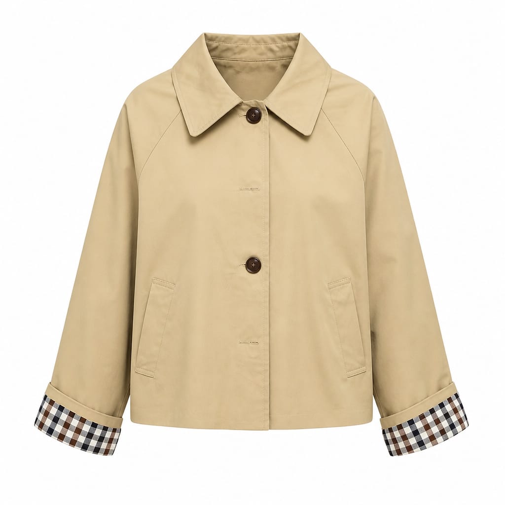 Kurze Damenjacke in Beige mit abnehmbarer Kapuze Jacke Musy Muse