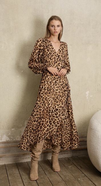 Elegantes Wickelkleid im Leopardenmuster – Stilvoll, feminin & ideal für Herbst/Winter