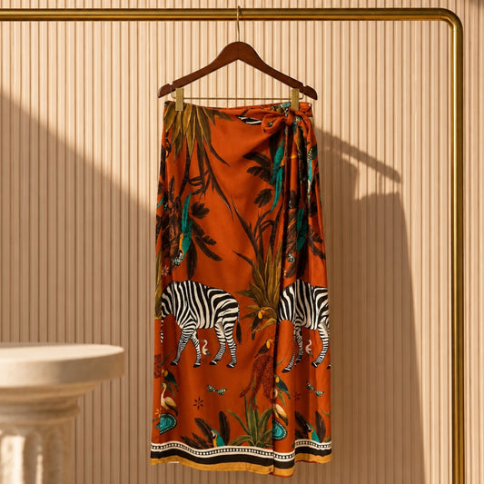 Wickelrock Zebra & Tropical Print aus Viskose – Made in Italy Rock Das Zierwerk