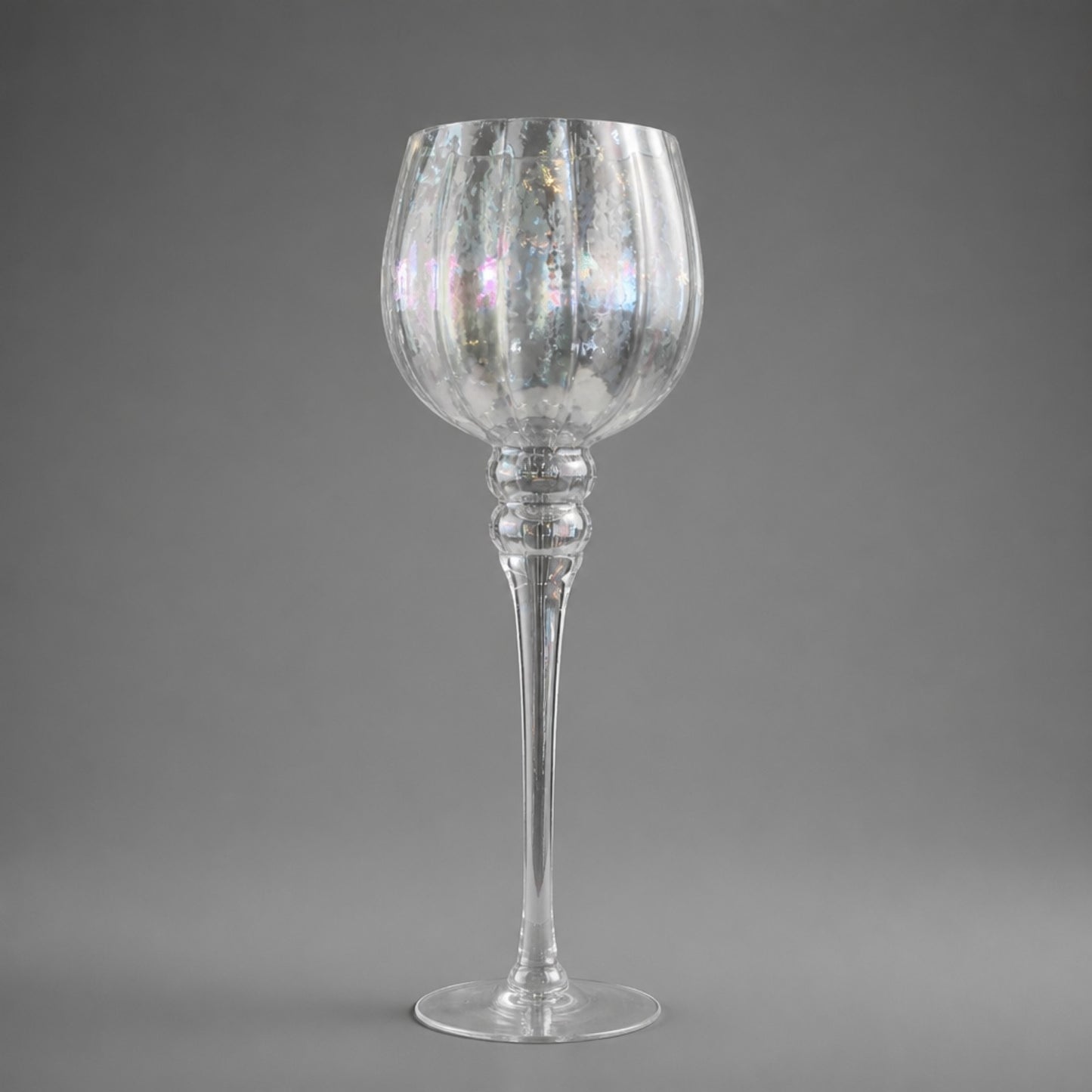 Kerzenhalter aus irisierendem Glas – Höhe ca. 35 cm, Kelchform