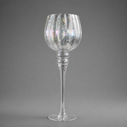 Kerzenhalter aus irisierendem Glas – Höhe ca. 40 cm, Kelchform Windlicht Das Zierwerk