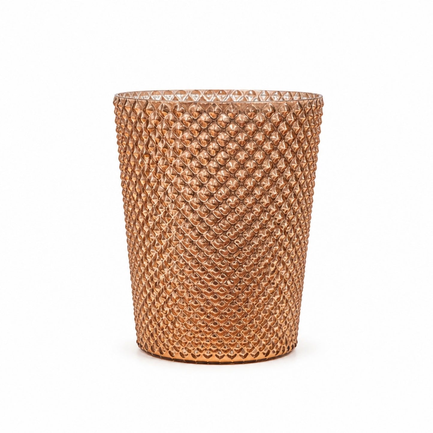 Windlicht aus Strukturglas – Rosé, elegantes Lichtspiel
