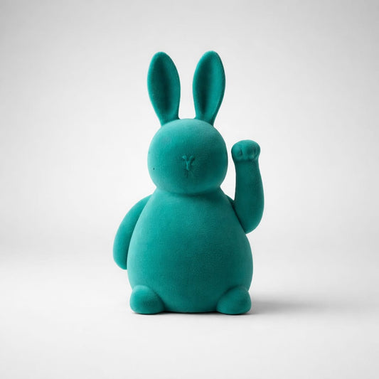 Winke Hase Türkis – Flock Dekofigur (20 × 11 cm) Deko Das Zierwerk