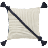 Dekokissenbezug Blau/Beige – 50x50 cm mit Quasten