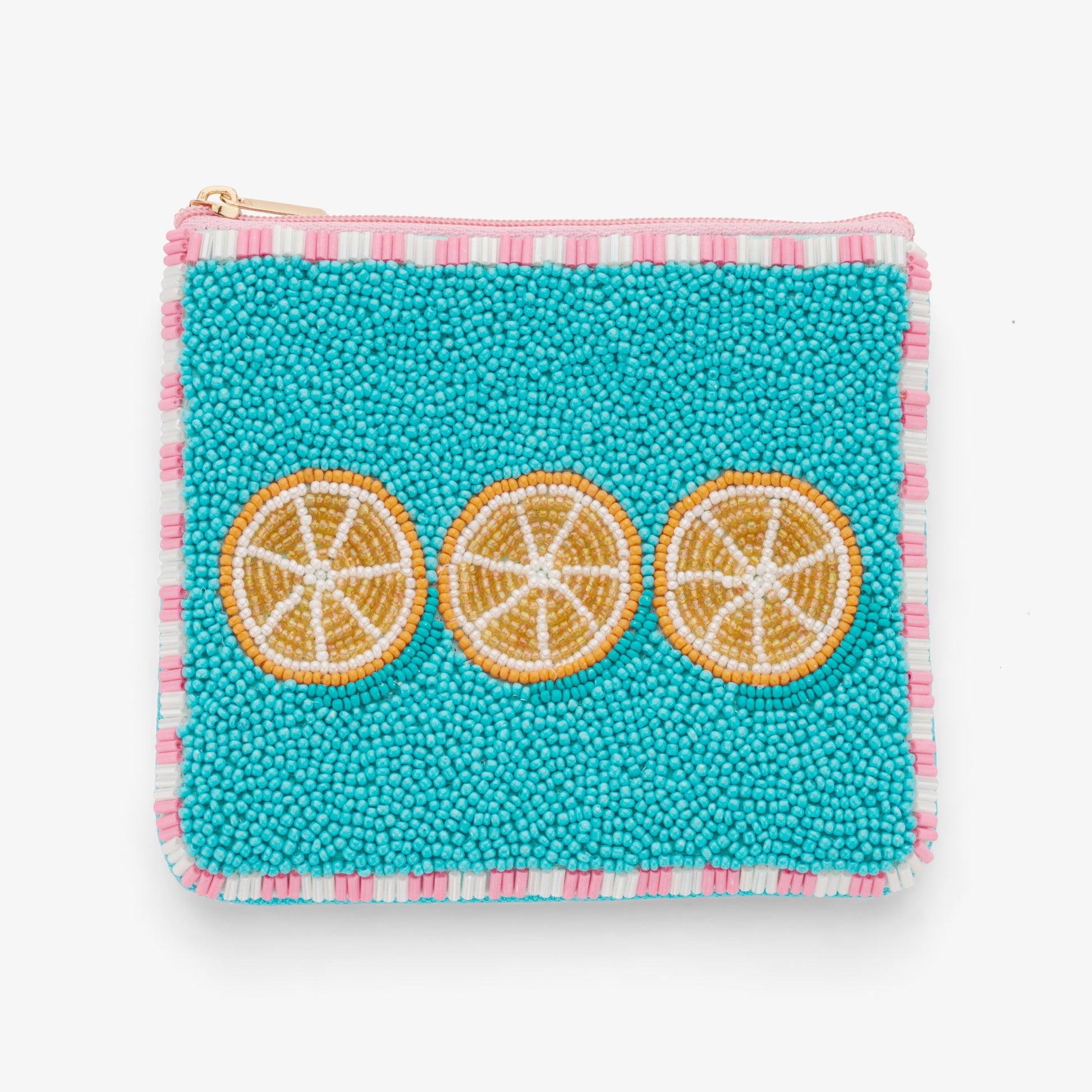Coin Purse „Orange Slices“ – fruchtige Perlenbörse Clutch Das Zierwerk