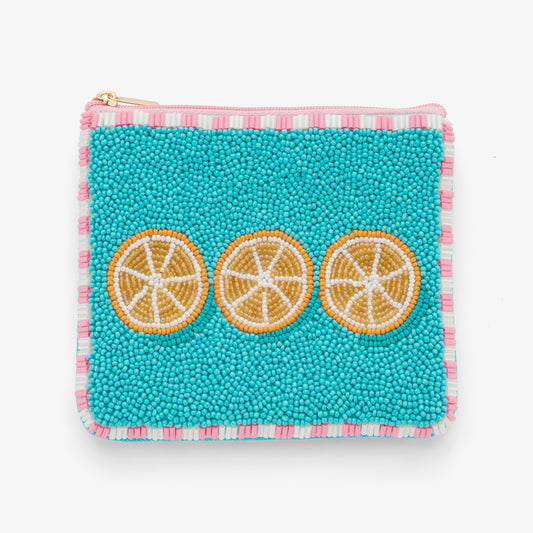 Coin Purse „Orange Slices“ – fruchtige Perlenbörse Clutch Das Zierwerk