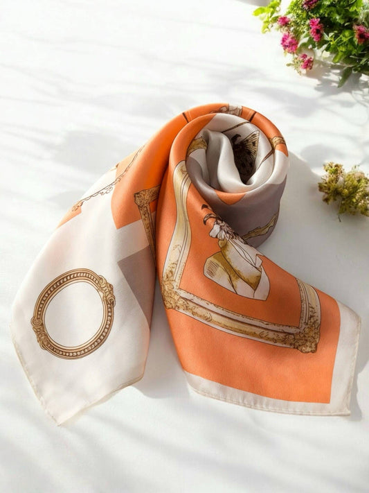 Seidenschal Orange 53x53 cm | Eleganter Schal aus Seide Schal Das Zierwerk