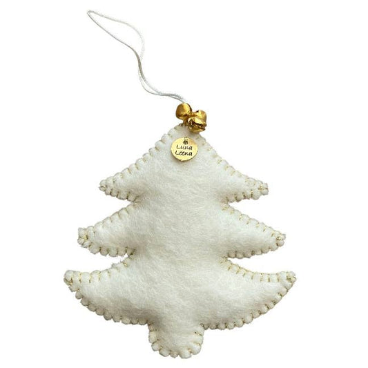 Weihnachtsbaum-Anhänger Cremeweiß & Gold – Handgefertigt aus Wollfilz Baumschmuck Luna-Leena - handmade in Nepal