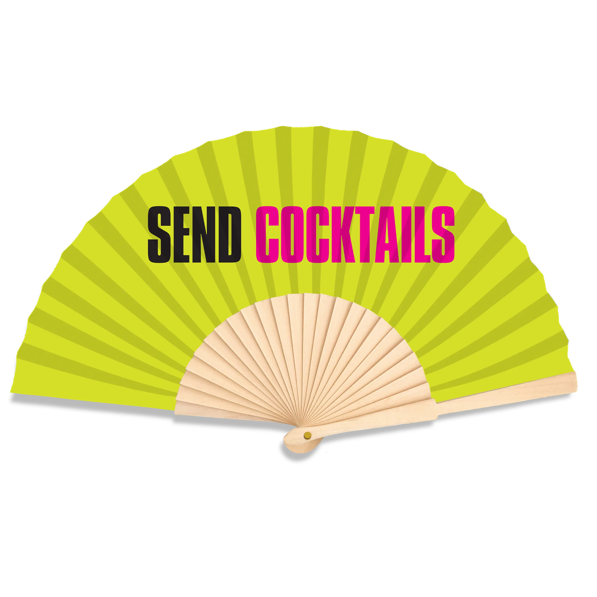 Fächer „Send Cocktails“ – nachhaltiger Slogan-Fächer von Fantastico Fans Ibiza Fächer Fantastico Fans